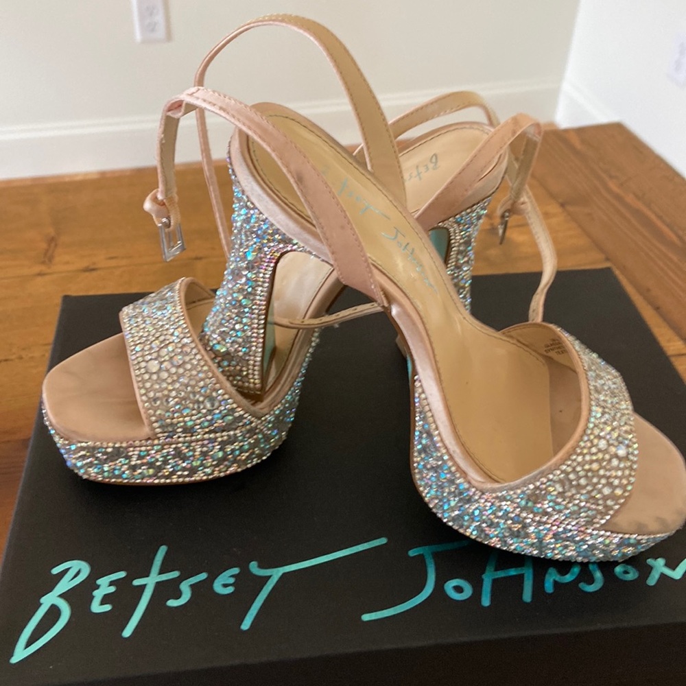 Betsey Johnson sparkly studded high heels with straps